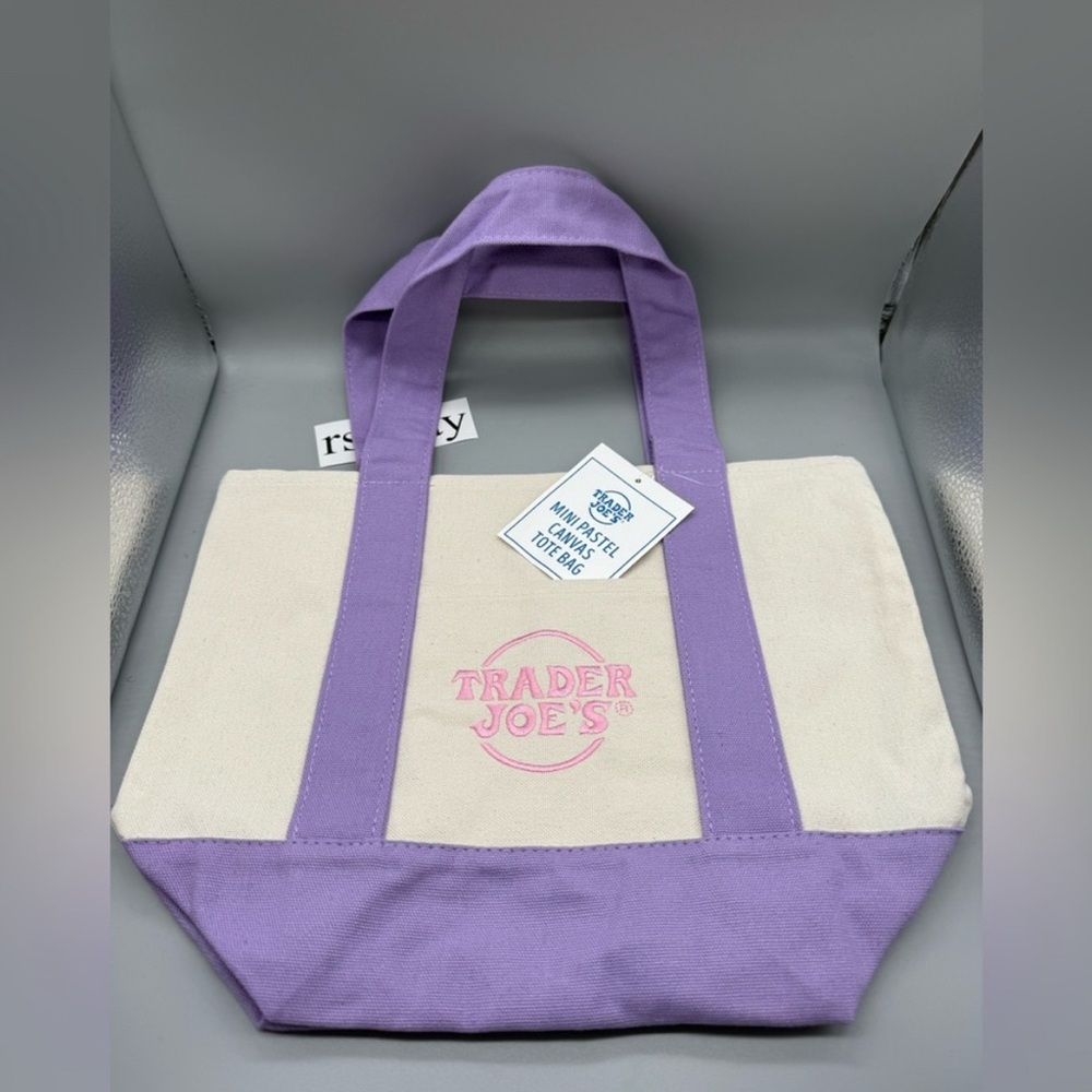 Trader Joe’s Mini Canvas Tote Bag /2025 Limited Edition /Pastel PURPLE / NWT